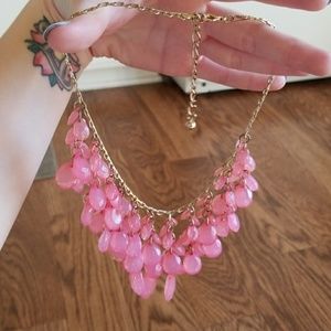 Pink and gold statement necklace
